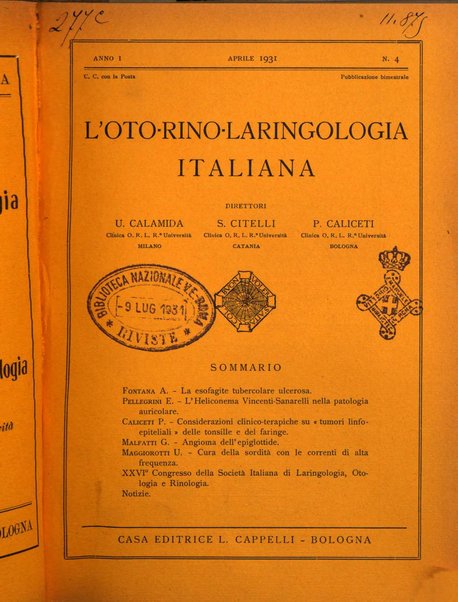 L'oto-rino-laringologia italiana