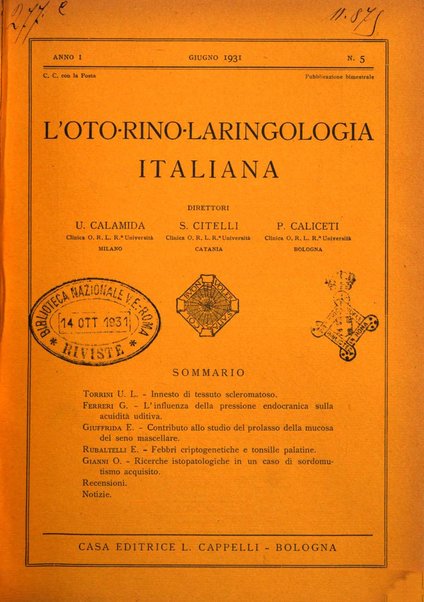 L'oto-rino-laringologia italiana