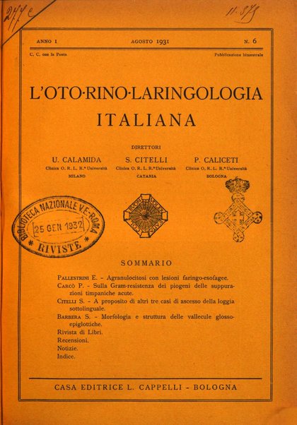 L'oto-rino-laringologia italiana