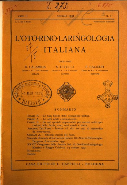 L'oto-rino-laringologia italiana