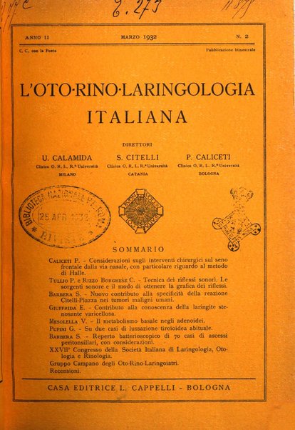 L'oto-rino-laringologia italiana