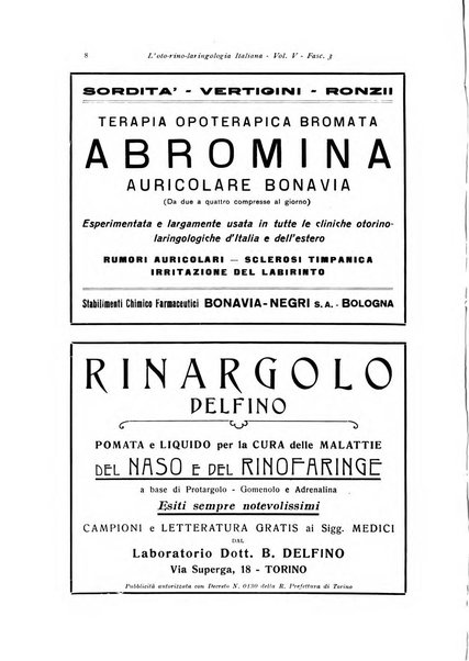 L'oto-rino-laringologia italiana