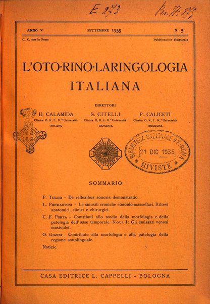 L'oto-rino-laringologia italiana