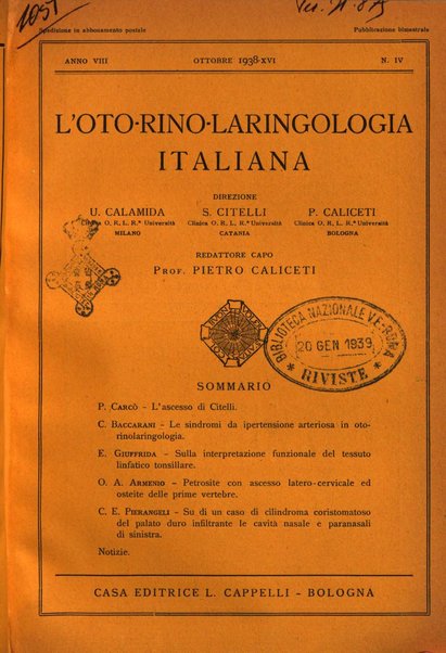 L'oto-rino-laringologia italiana