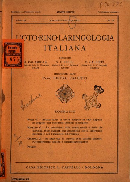 L'oto-rino-laringologia italiana