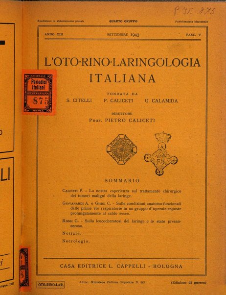 L'oto-rino-laringologia italiana