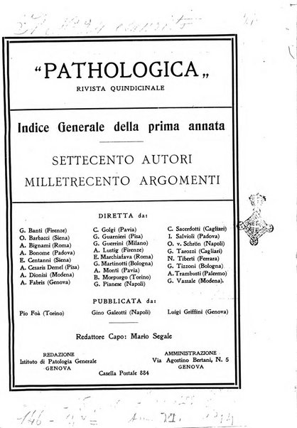 Pathologica rivista quindicinale