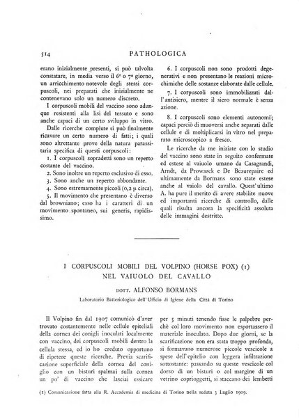 Pathologica rivista quindicinale