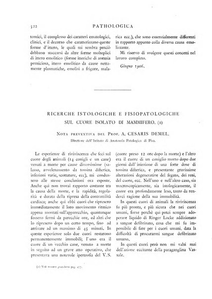 Pathologica rivista quindicinale