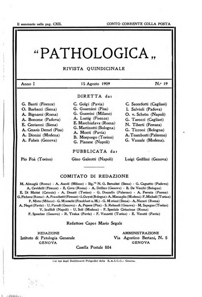 Pathologica rivista quindicinale