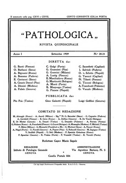 Pathologica rivista quindicinale