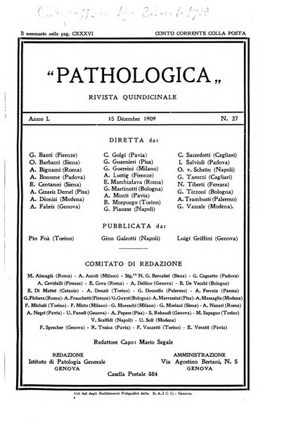 Pathologica rivista quindicinale