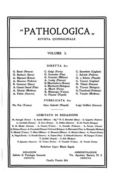 Pathologica rivista quindicinale