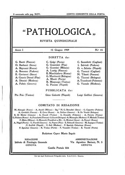 Pathologica rivista quindicinale