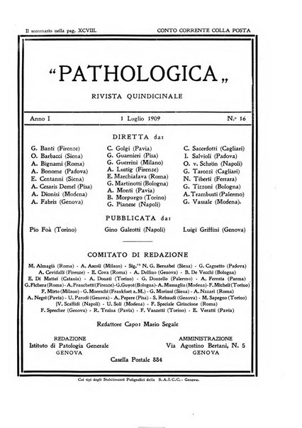 Pathologica rivista quindicinale