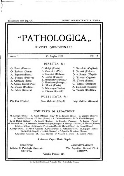 Pathologica rivista quindicinale