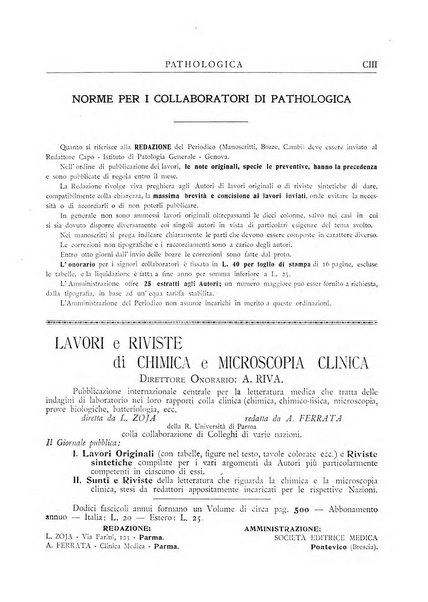 Pathologica rivista quindicinale