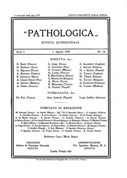 Pathologica rivista quindicinale