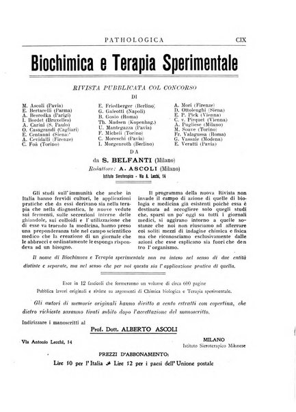 Pathologica rivista quindicinale