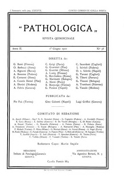 Pathologica rivista quindicinale