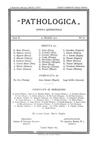 Pathologica rivista quindicinale