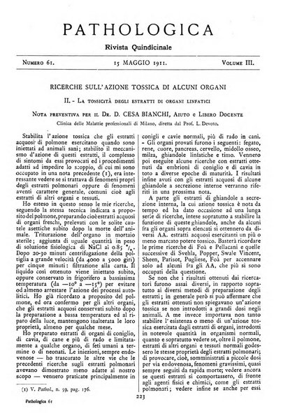 Pathologica rivista quindicinale