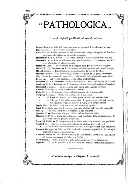 Pathologica rivista quindicinale