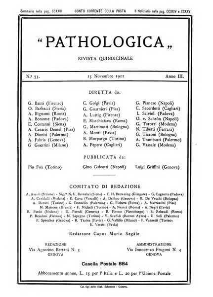 Pathologica rivista quindicinale