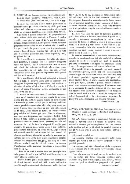 Pathologica rivista quindicinale