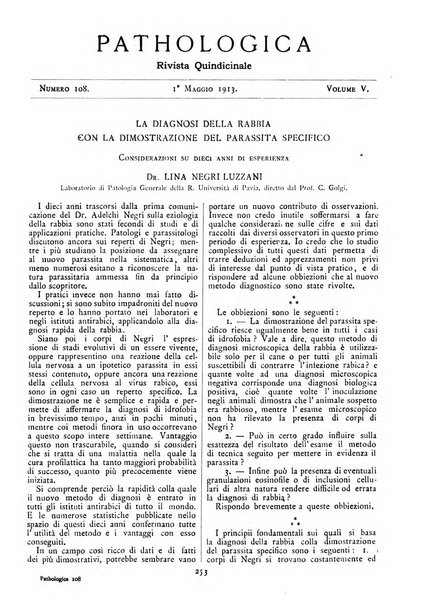 Pathologica rivista quindicinale