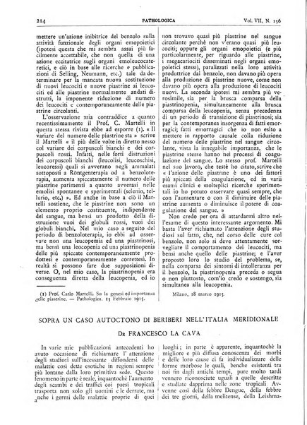 Pathologica rivista quindicinale