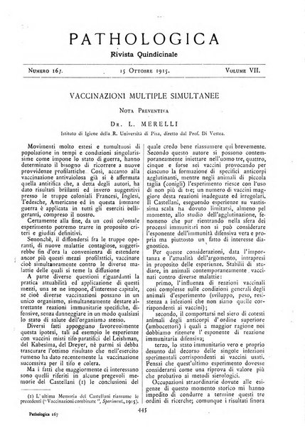 Pathologica rivista quindicinale