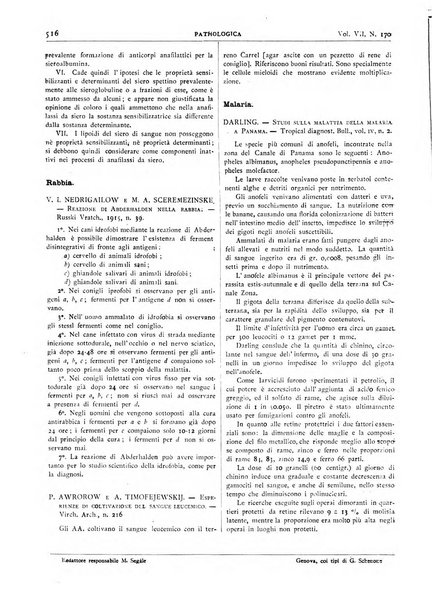 Pathologica rivista quindicinale