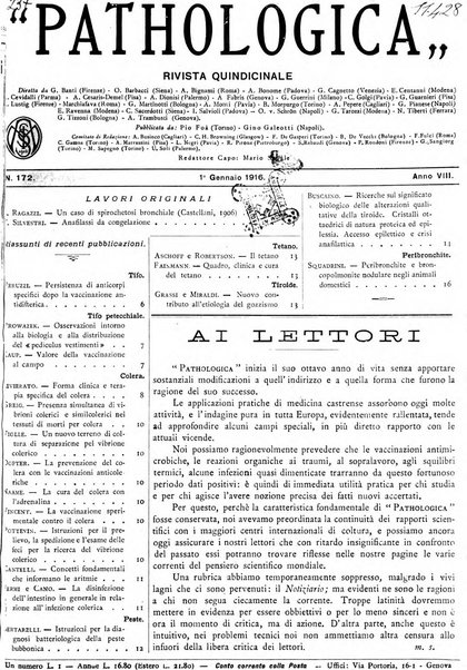 Pathologica rivista quindicinale