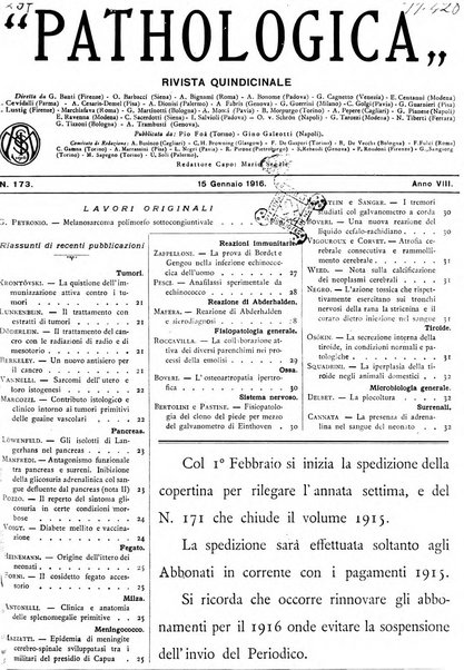 Pathologica rivista quindicinale