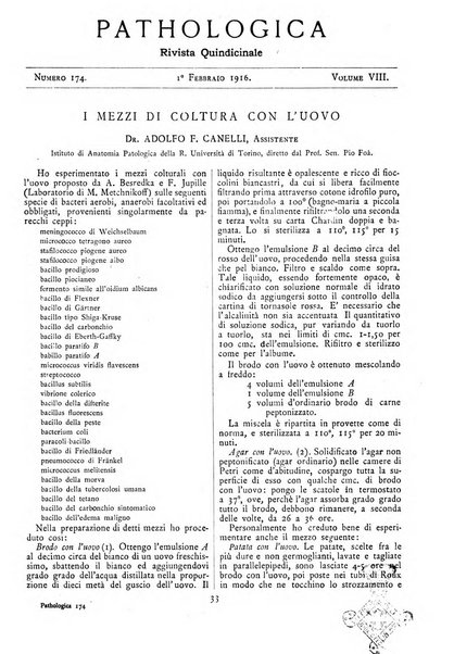 Pathologica rivista quindicinale