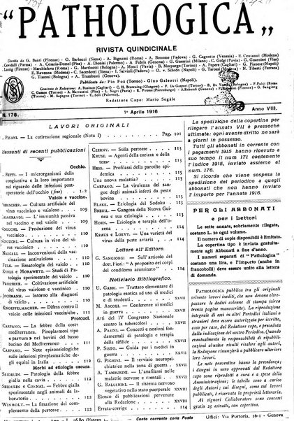 Pathologica rivista quindicinale