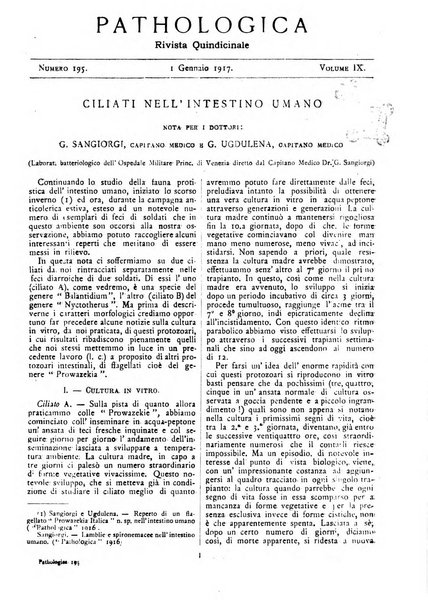 Pathologica rivista quindicinale