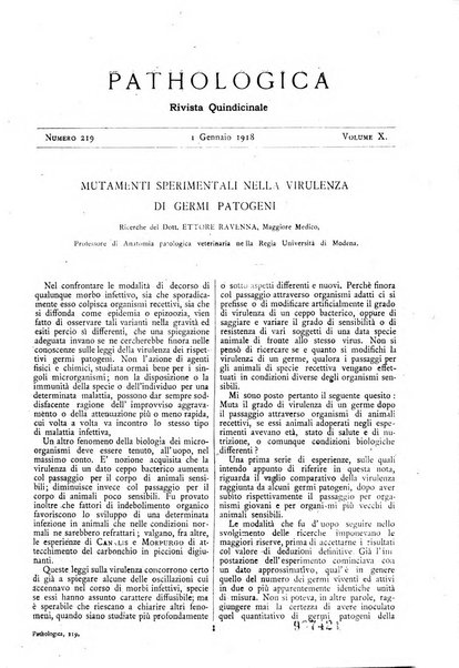 Pathologica rivista quindicinale