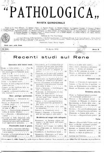 Pathologica rivista quindicinale