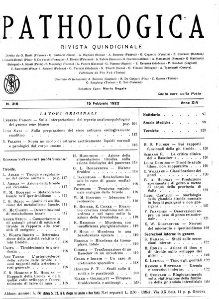 Pathologica rivista quindicinale