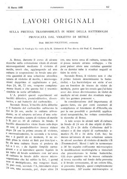 Pathologica rivista quindicinale