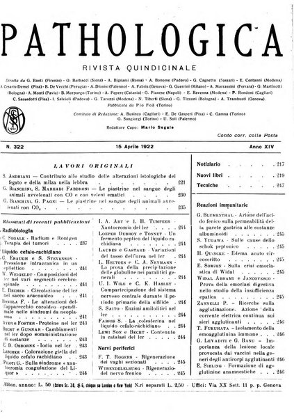 Pathologica rivista quindicinale