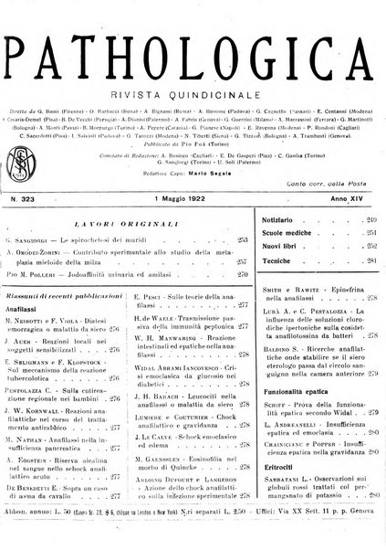 Pathologica rivista quindicinale