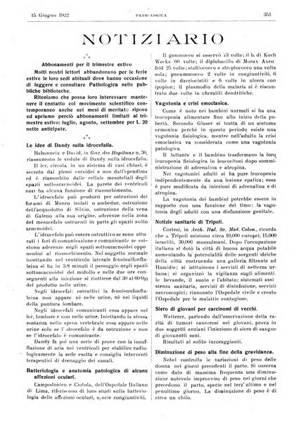 Pathologica rivista quindicinale