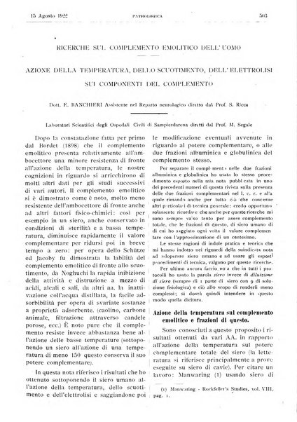 Pathologica rivista quindicinale