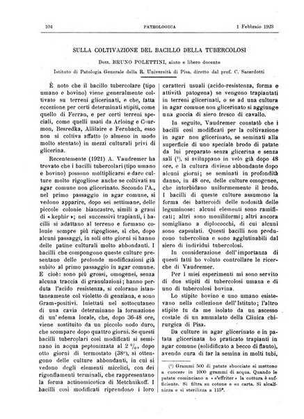 Pathologica rivista quindicinale