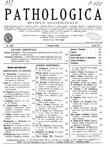 Pathologica rivista quindicinale