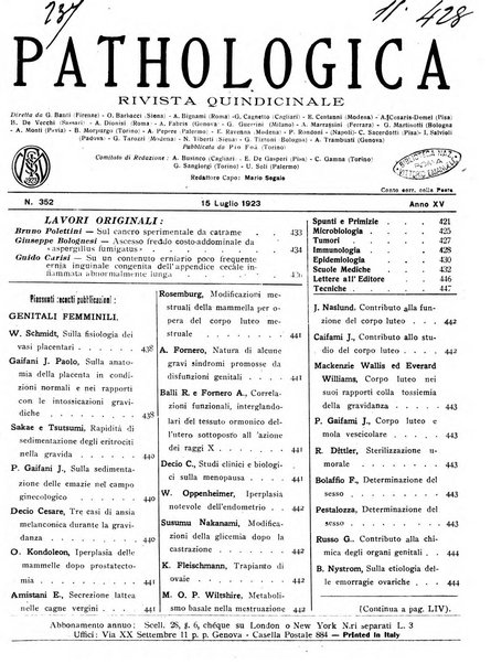 Pathologica rivista quindicinale