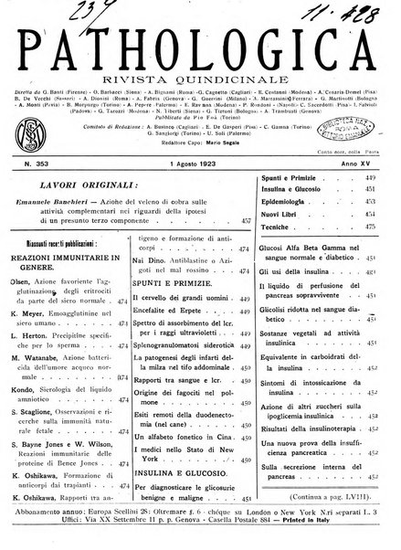 Pathologica rivista quindicinale